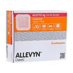 Smith & Nephew Allevyn Ag Gentle Border Apósito De Espuma Hidrocelular Con Plata Con Bordes De 7.5 CM X 7.5 CM