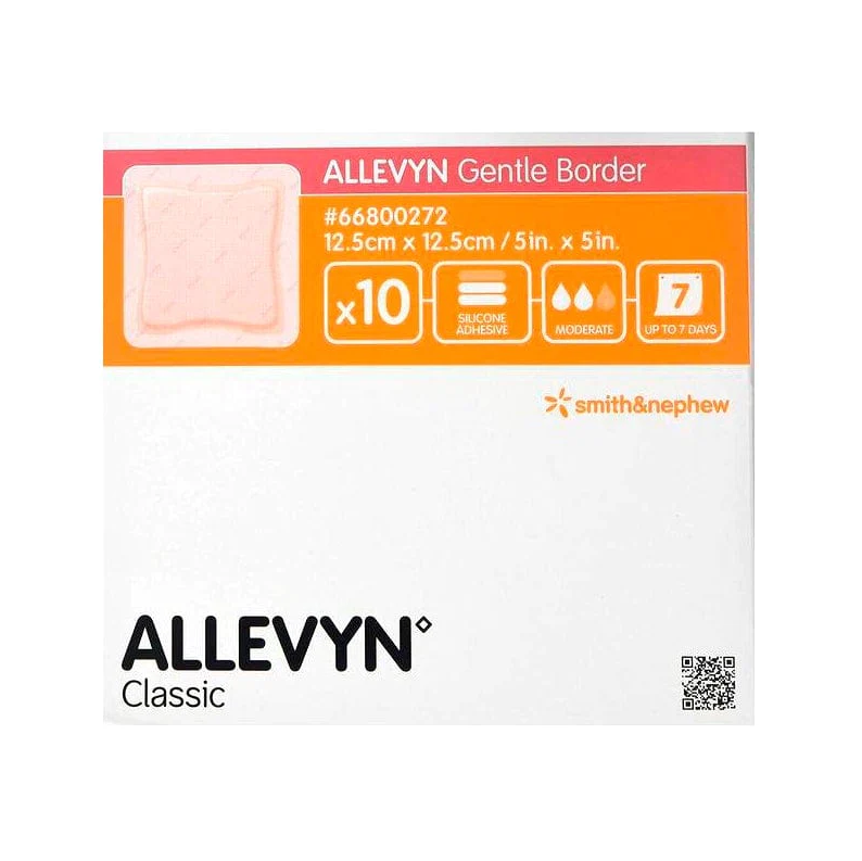 Smith & Nephew Allevyn Gentle Border Apósito De Espuma Hidrocelular Con Bordes Con Gel Adhesivo De 12.5 X 12.5 CM