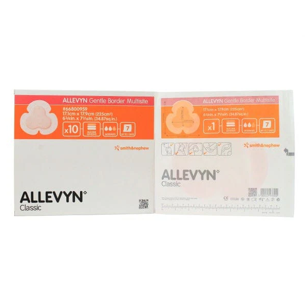 Smith & Nephew Allevyn Gentle Border Multisite Apósito De Espuma Hidrocelular Con Bordes Con Gel Adhesivo De 17.1 CM X 17.9 CM