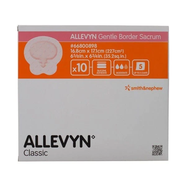 Smith & Nephew Allevyn Gentle Border Sacrum Apósito De Espuma Hidrocelular De Sacro Con Bordes Con Gel Adhesivo De 16.8 Cm X 17.1